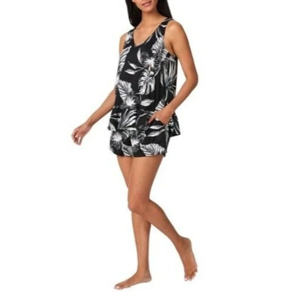 Tommy Bahama Women's Medium Black 3-piece Pajama Set Bold Tropical NWT